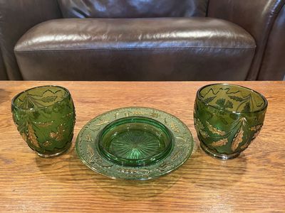 Set of Three - Emerald Green Delaware Glassware