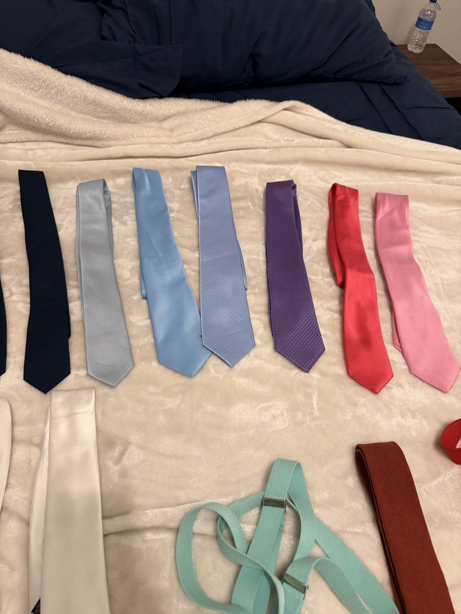 Assorted Men's Neckties & Suspenders - Mixed Colors & Styles, Silk, Polyester, Cotton Blends