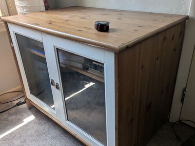 Large, real wood, two-tone MCM storage console