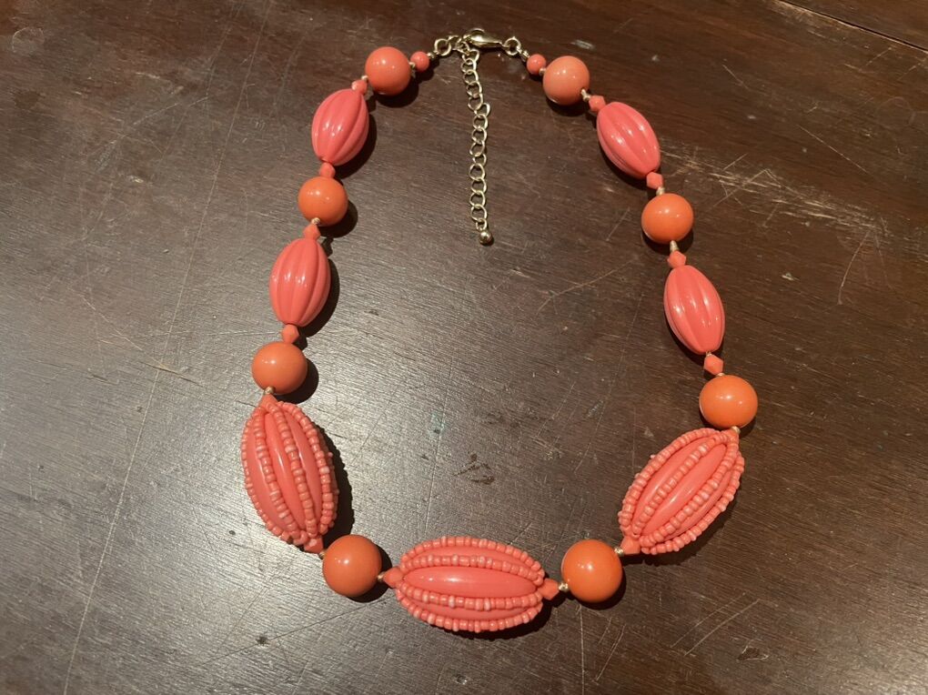 Vintage Necklace Large Salmon Colored Beads