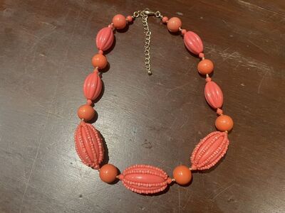 Vintage Necklace Large Salmon Colored Beads