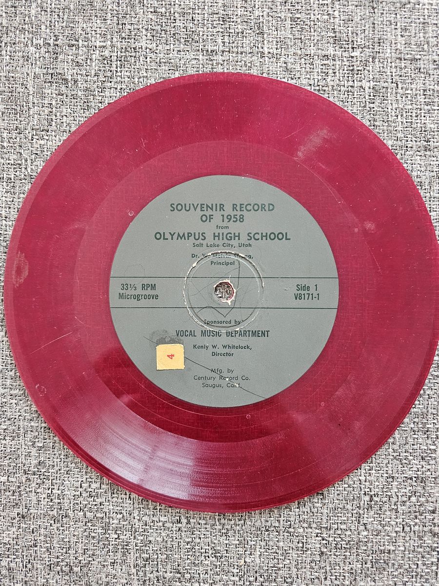 1958 Olympus High School Souvenir Record - RARE Red Vinyl 7" SLC History