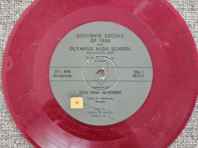 1958 Olympus High School Souvenir Record - RARE Red Vinyl 7" SLC History
