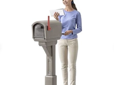 Step2 Express Mailbox with Post - Tan/Beige, Rural Style, Weather-Resistant Plastic