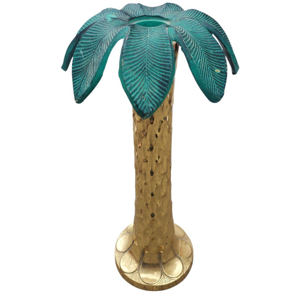 Vintage Brass Palm Tree Candle Stick