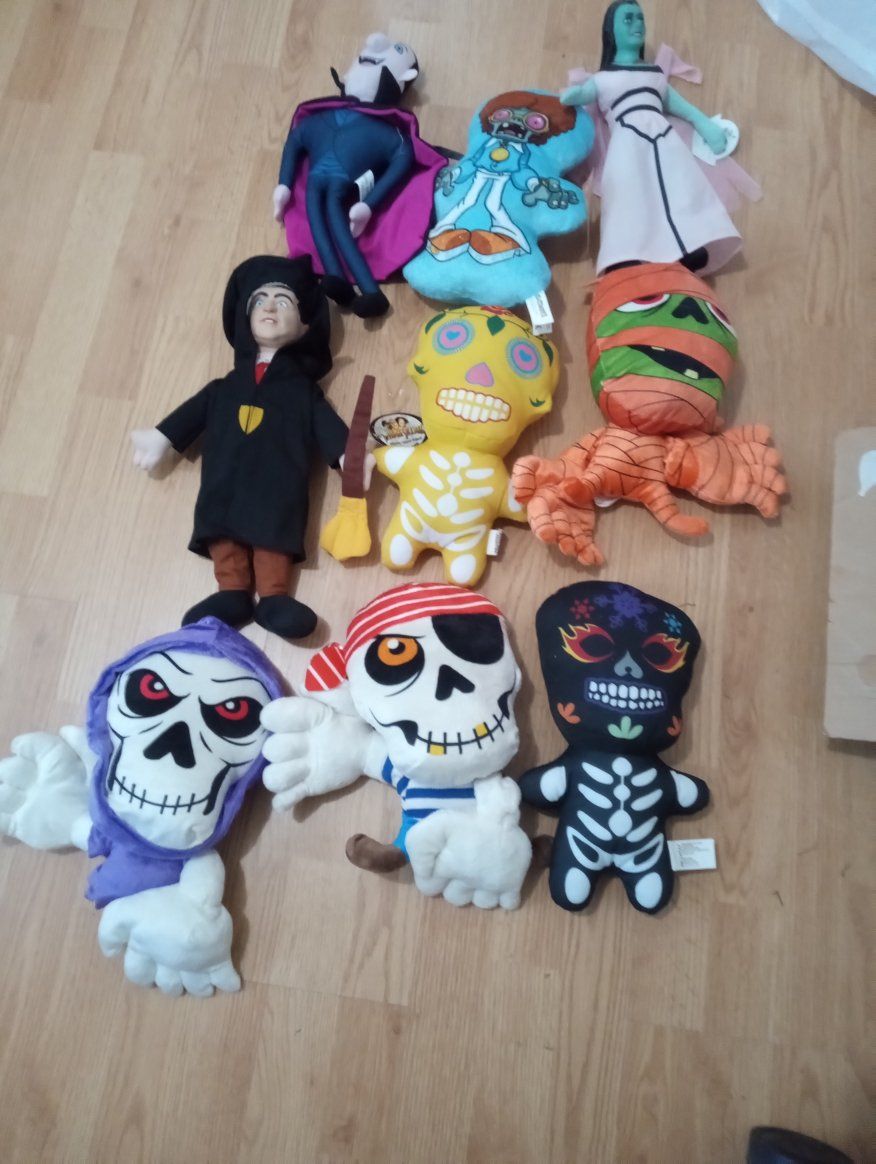 Assorted Halloween & Character Plush Toys - Dracula, Harry Potter, Skeletons & More - 9 Pcs