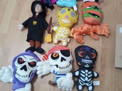 Assorted Halloween & Character Plush Toys - Dracula, Harry Potter, Skeletons & More - 9 Pcs