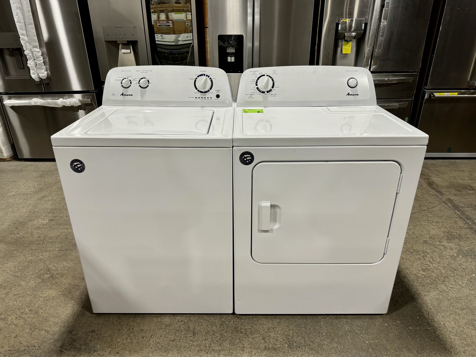 AMANA WASHER AND DRYER SET WITH WARRANTY