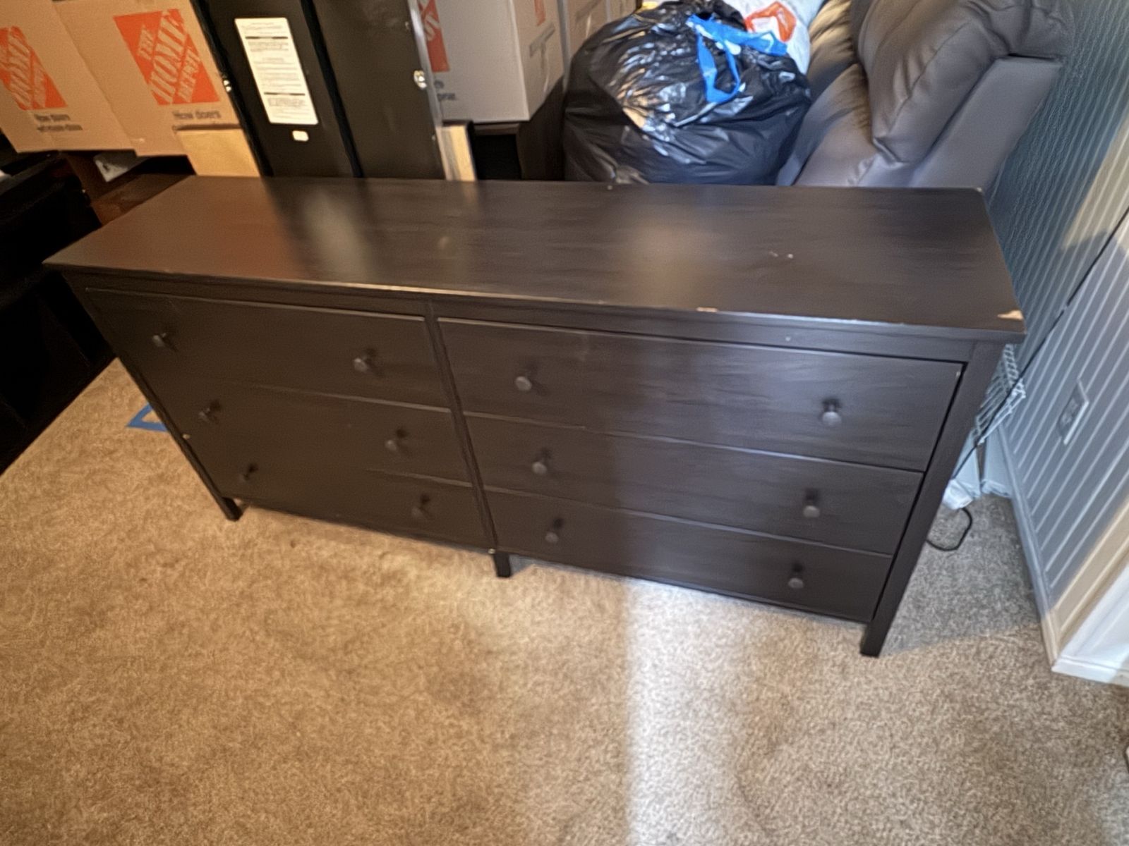 Black 6-Drawer Wooden Dresser