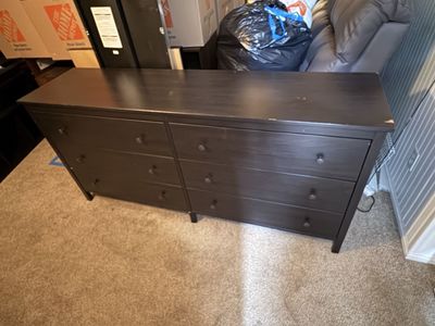 Black 6-Drawer Wooden Dresser