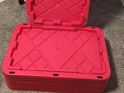 (QTY 8) Greenmade 30-in. x 20-in. Red Snap Lock LID For 27 Gallon Storage Box