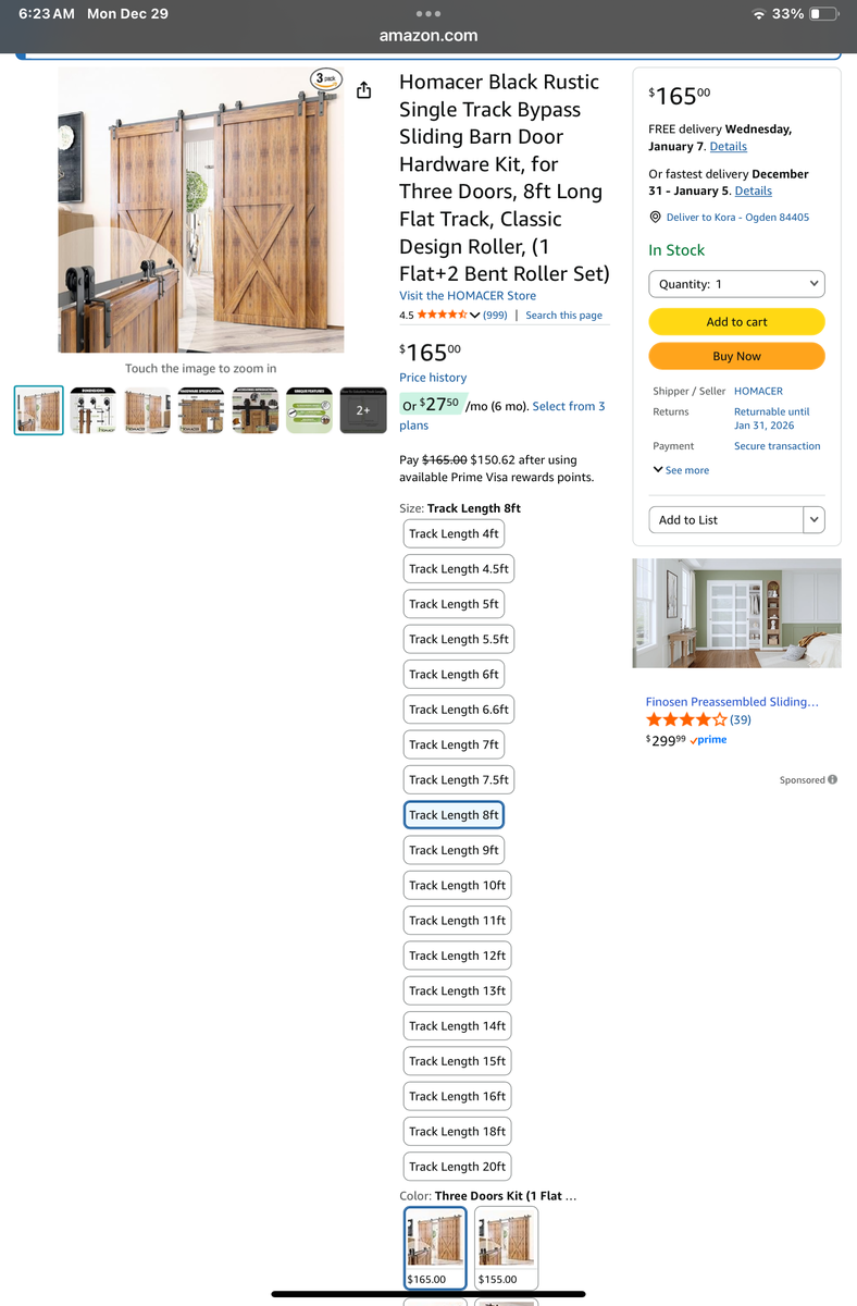 Barn door track and hardware