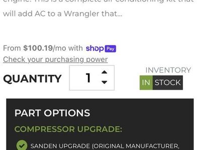 1991-1995 Jeep YJ Wrangler AC Kit 2.5 Liter Engine