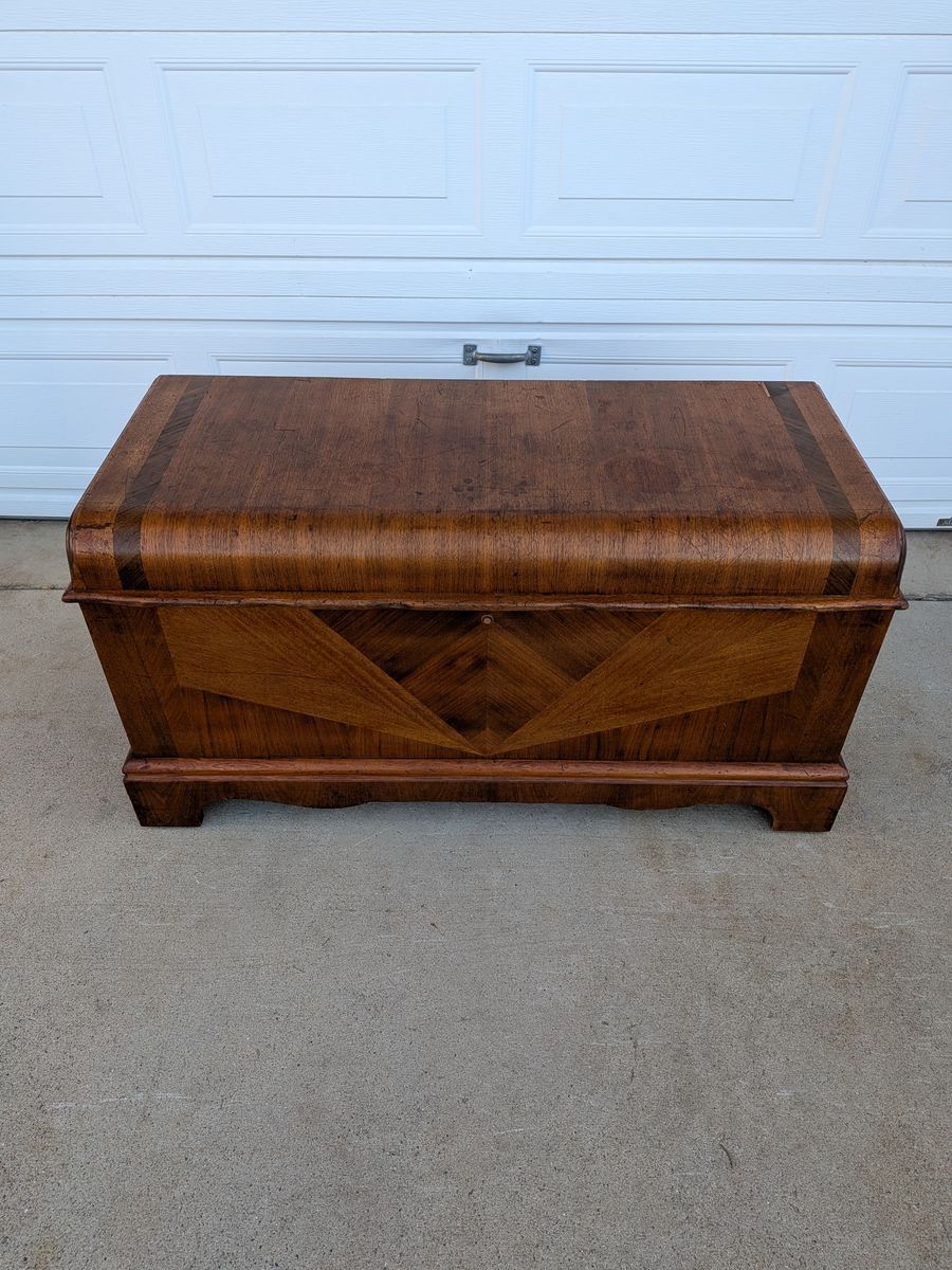Beautiful Antique Art Deco "Waterfall Front" Cedar Chest by the Ed Roos Co.