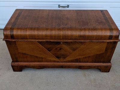 Beautiful Antique Art Deco "Waterfall Front" Cedar Chest by the Ed Roos Co.