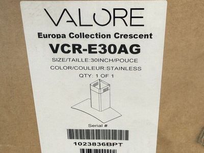 VALORE Europa Collection Crescent VCR-E30AG 30-inch Stainless Steel Range Hood
