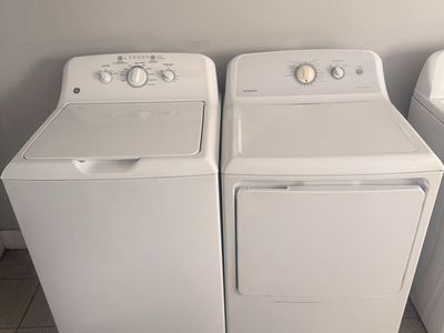 GE & Hotpoint Washer and Dryer Set - White Top Load, Good Condition