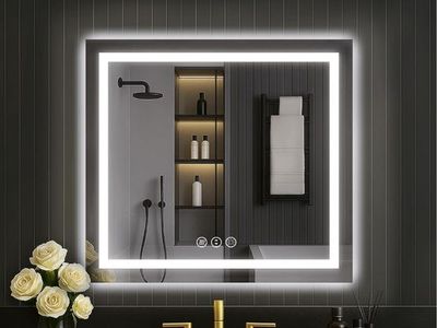 LED Bathroom Vanity Mirror with Dimmable Light & Anti-Fog Smart Touch Switch, 30"X30" LED Bathroom Mirror with Lights,
