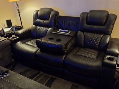 leather power dual recliner 3 seater couch