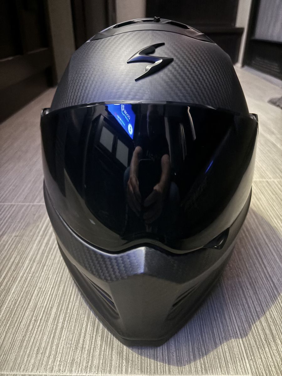 Brand new Scorpion EXO covert FX carbon fighter style motorcycle helmet