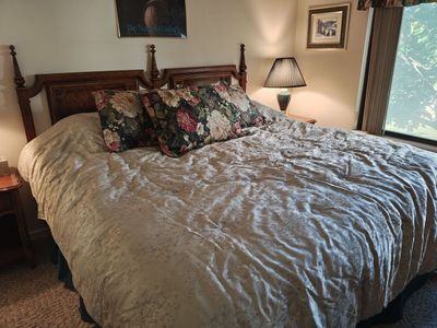 Master Bedroom Package - King Bed, Dresser, Tri-Fold Mirror, Vanity & Side tables