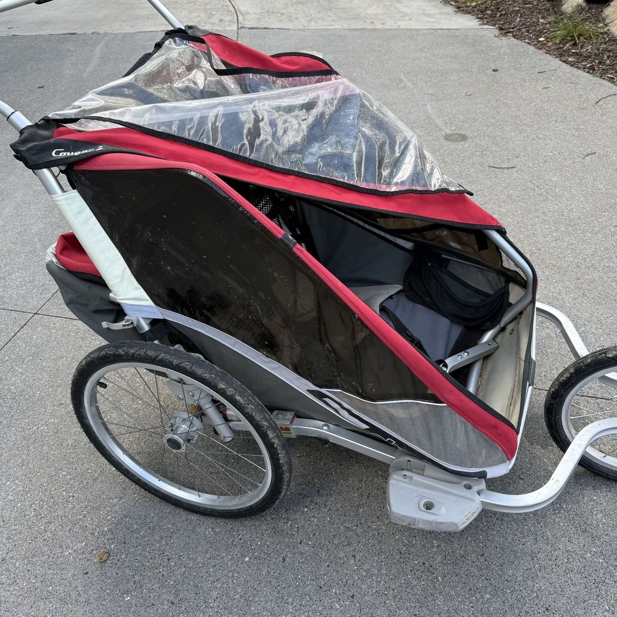 Chariot Double Child Bike Trailer - 2 Seat - w/ Bike Tow Arm & Weather Cover