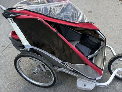 Chariot Double Child Bike Trailer - 2 Seat - w/ Bike Tow Arm & Weather Cover