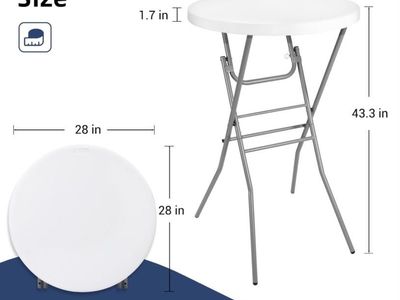 Byliable 28in Cocktail Table White High Top Folding