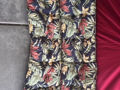 Tropical Leaf Print Tufted Bench Cushion - Indoor/Outdoor. 55x36 inches