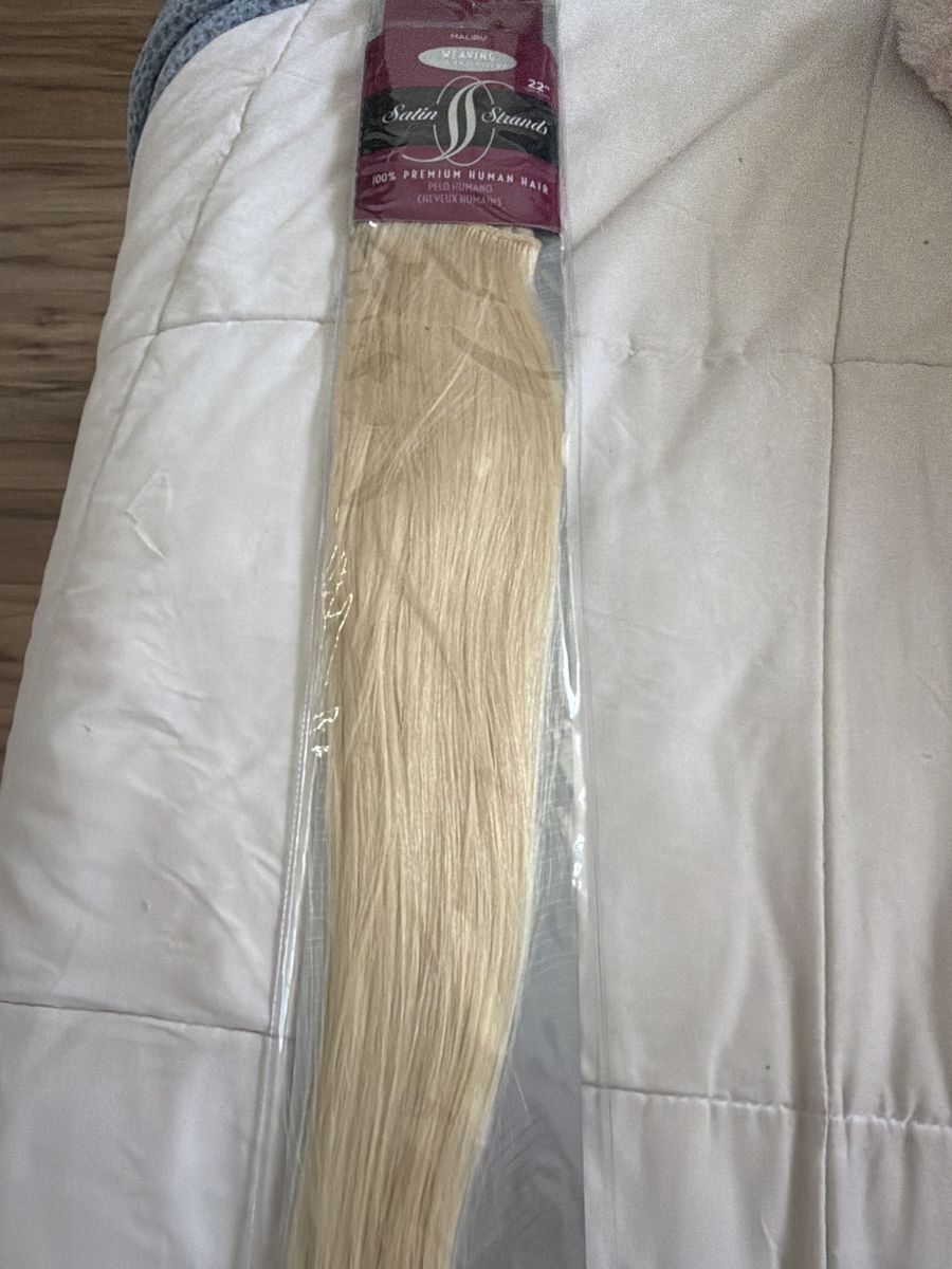 22” blonde human hair weft extensions