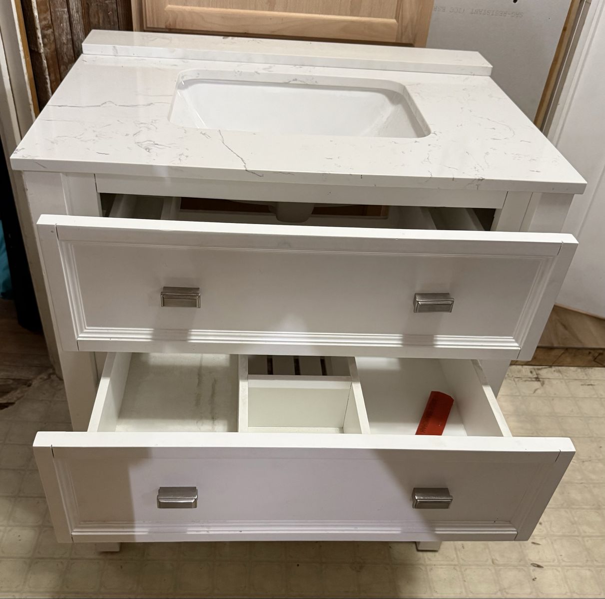 White bathroom vanity