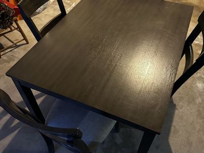Modern Dark Wood Dining Table + 4 Chairs