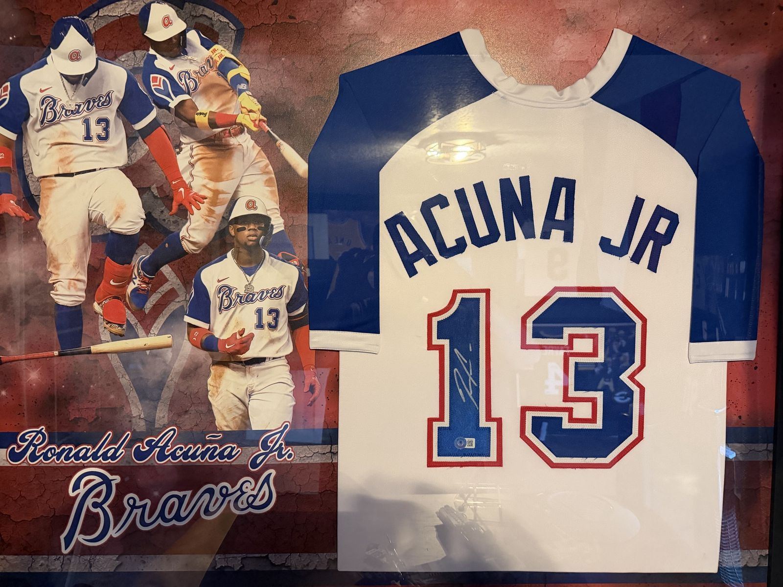 Ronald Acuna Jr. Atlanta Braves Signed Framed Jersey Beckett Authenticated #13