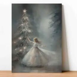 HLOFUEYE Christmas Dance Snowy Aesthetic Unframed Unstretched Canvas Portrait