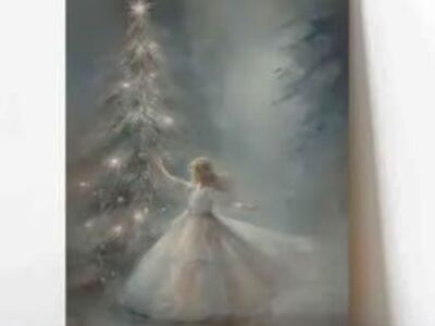 HLOFUEYE Christmas Dance Snowy Aesthetic Unframed Unstretched Canvas Portrait