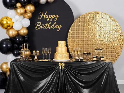 NEW Black Sequin Tablecloth 90 x 132 Inch Rectangular Sparkly Shimmer Fabric Non See-Through Heavy Duty