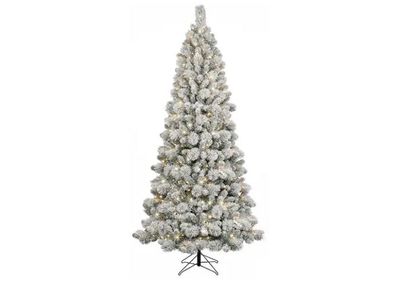 GE 7.5-ft Pre-Lit Flocked Laurel Pine Artificial Christmas Tree