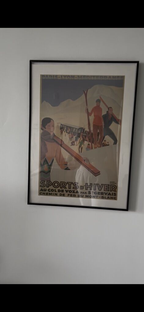 Retro ski framed poster