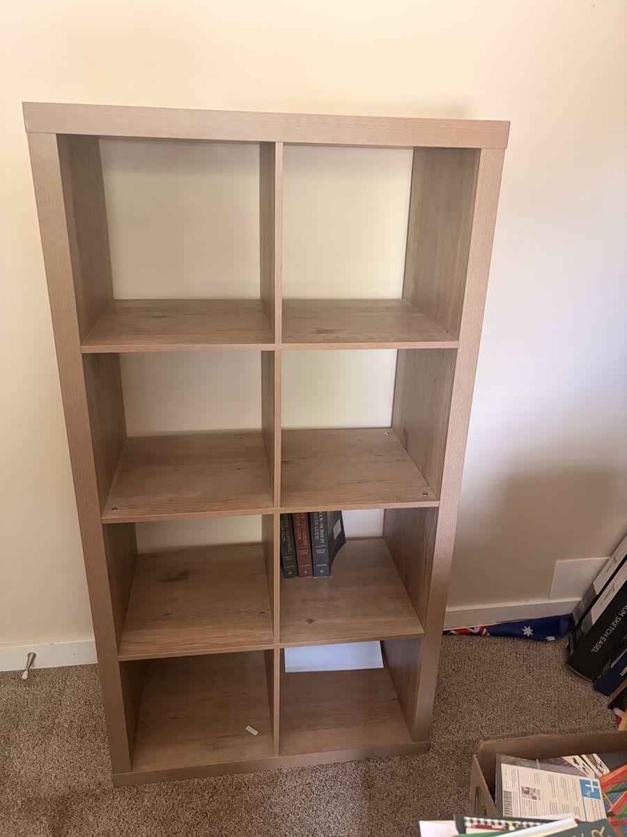 Versatile Light Wood Look 8-Cube Storage Shelf - Bookcase or Display Unit
