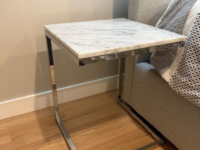 Set of cb2 Smart Marble C Tables w/ White Marble Tops