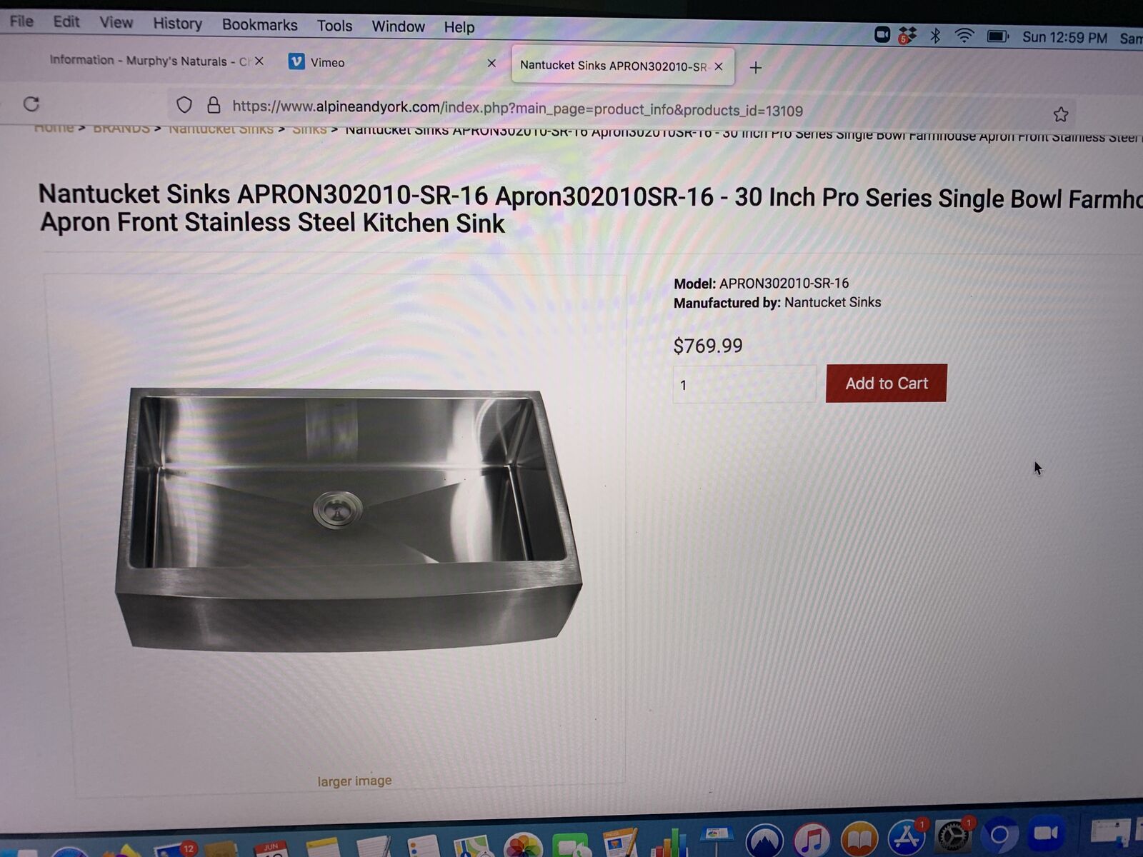 Stainless Steel Sink Farmhouse style Nantuket Brand Good Deal