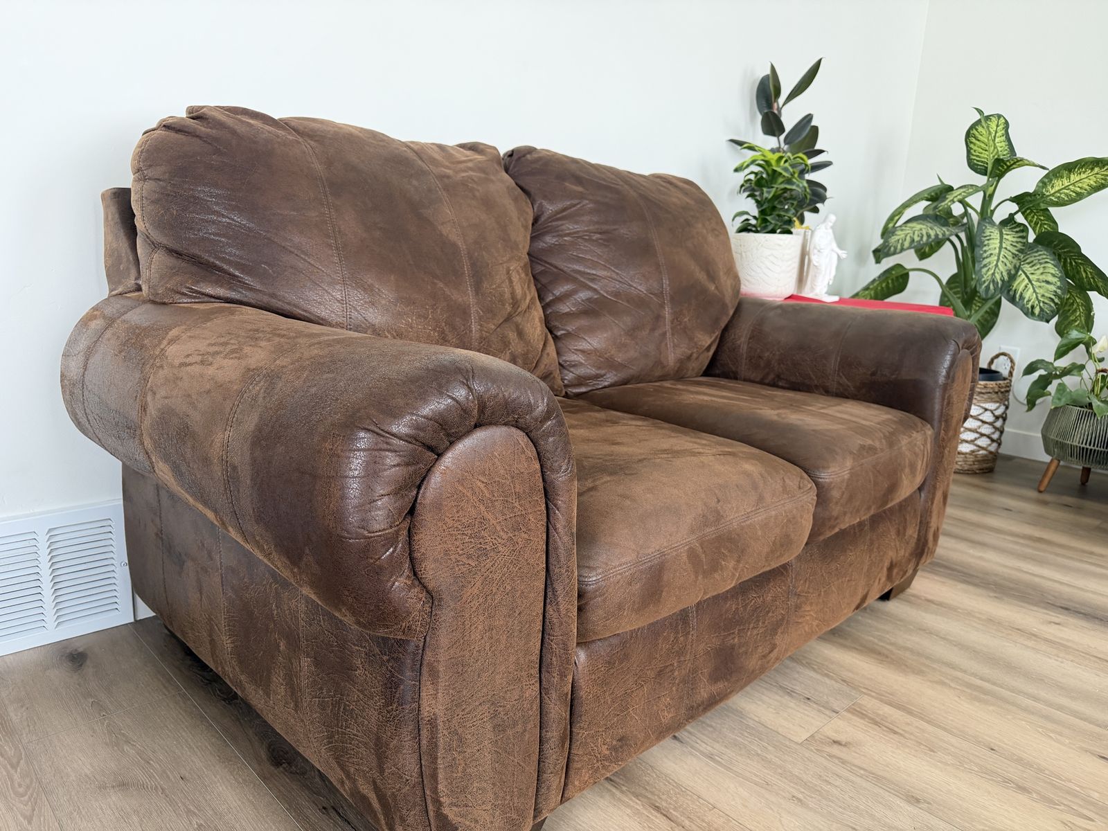 3pc Brown Microfiber Living Room Sofa, Loveseat, and Armchair set. Was $500, now best offer.