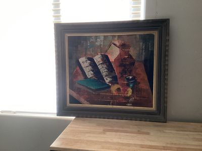 Vintage Original Abstract Still Life Oil Painting