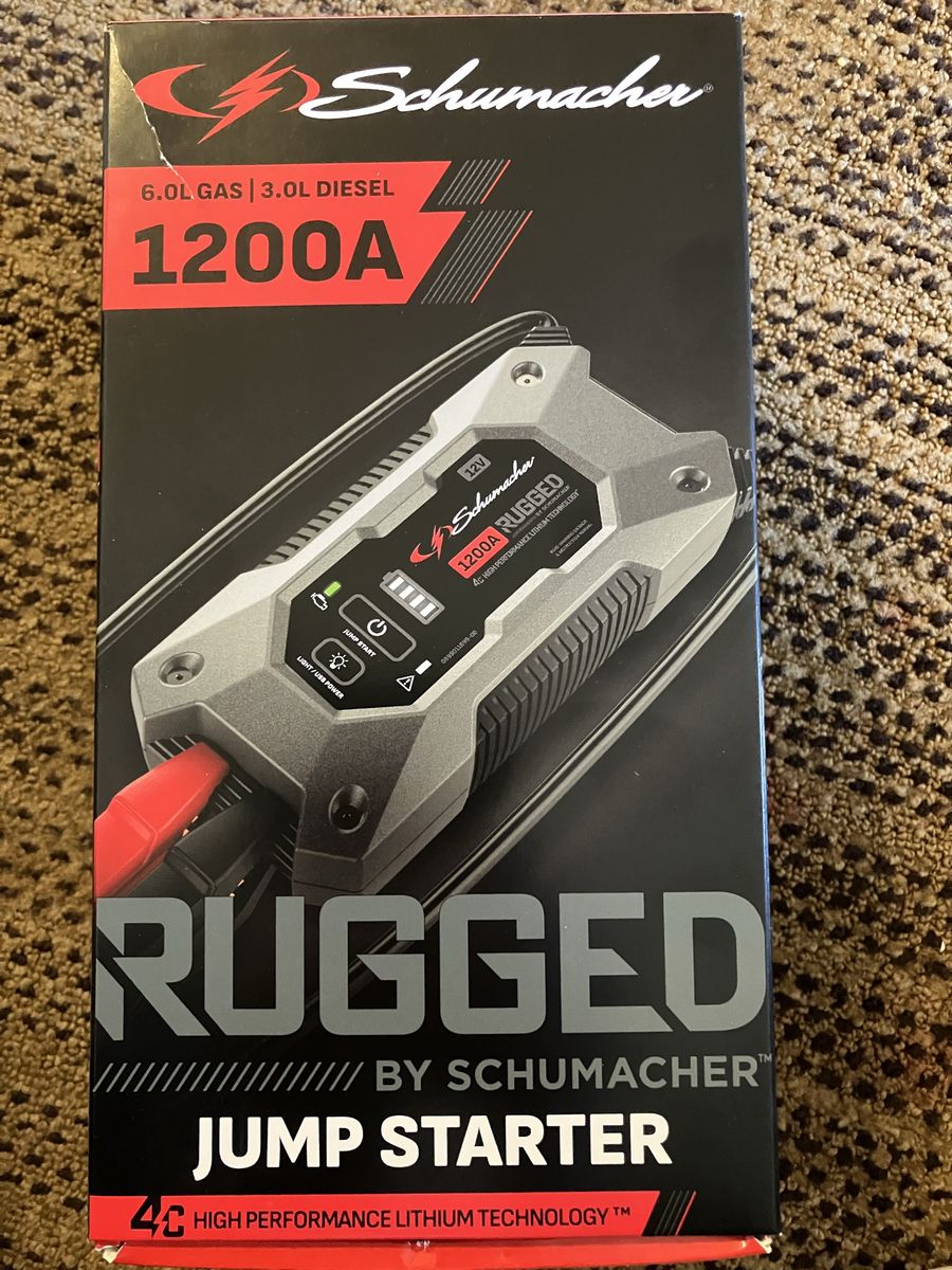 Schumacher Rugged 1200A Jump Starter - 6.0L Gas / 3.0L Diesel, High Performance Lithium