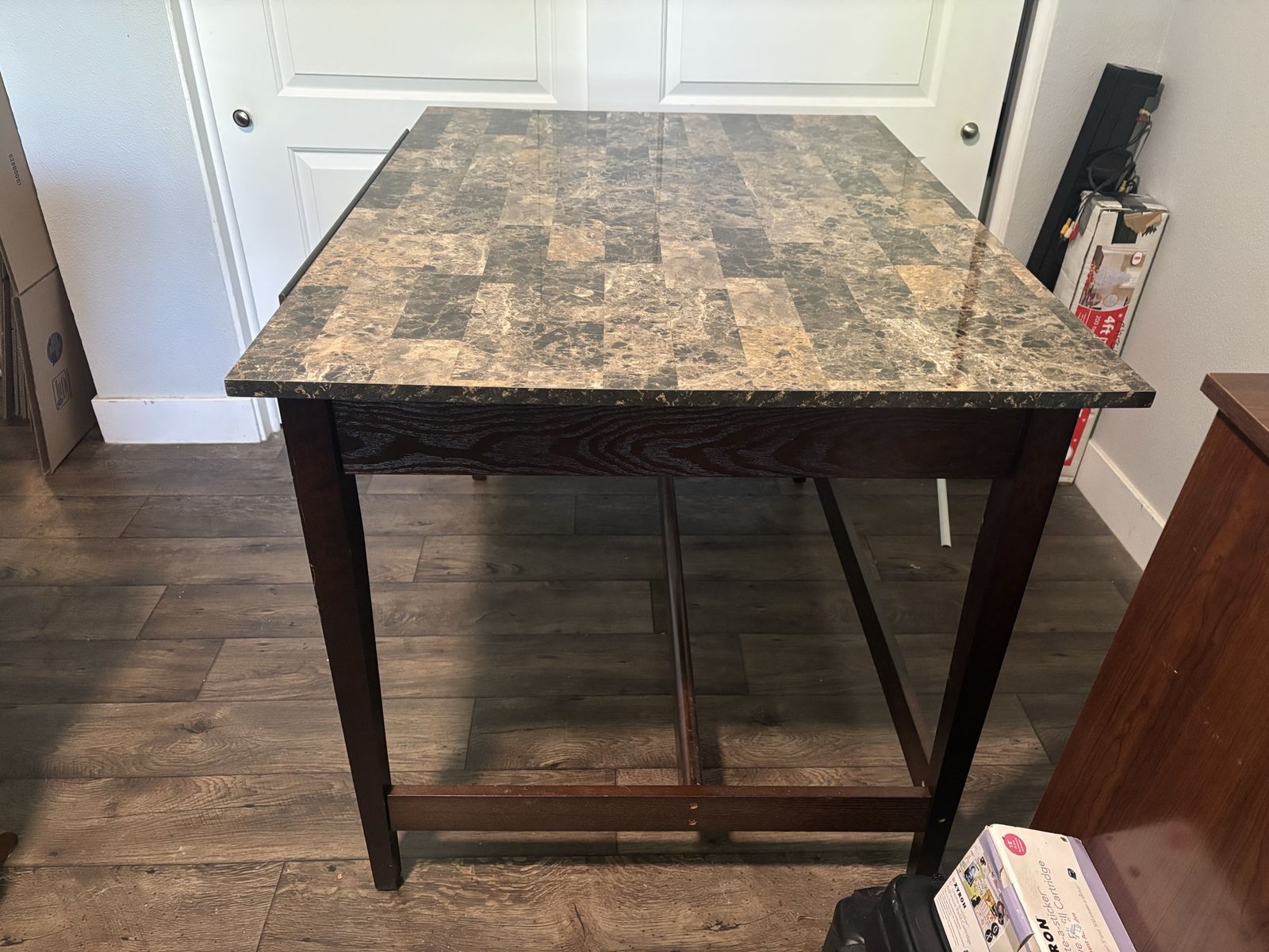 Drafting Table/Desk with Storage, Adjustable Top, and Faux Marble Finish