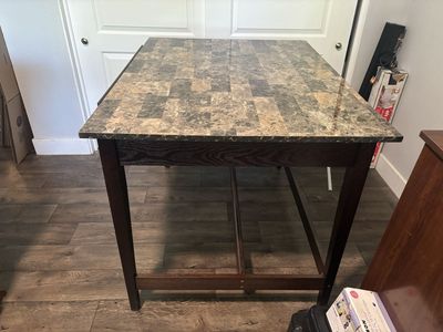 Drafting Table/Desk with Storage, Adjustable Top, and Faux Marble Finish