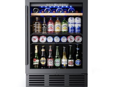 New Never used 24 In Beverage Refrigerator, 112 Cans & 8 Bottles Wine Fridge with Double-Layer Glass Door,
