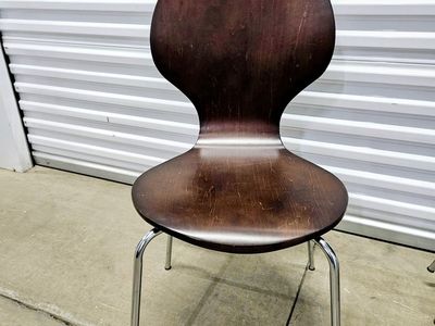 Mid-century style walnut wood chairs w/aluminum legs (8). Buy 1or all 8. $35 each