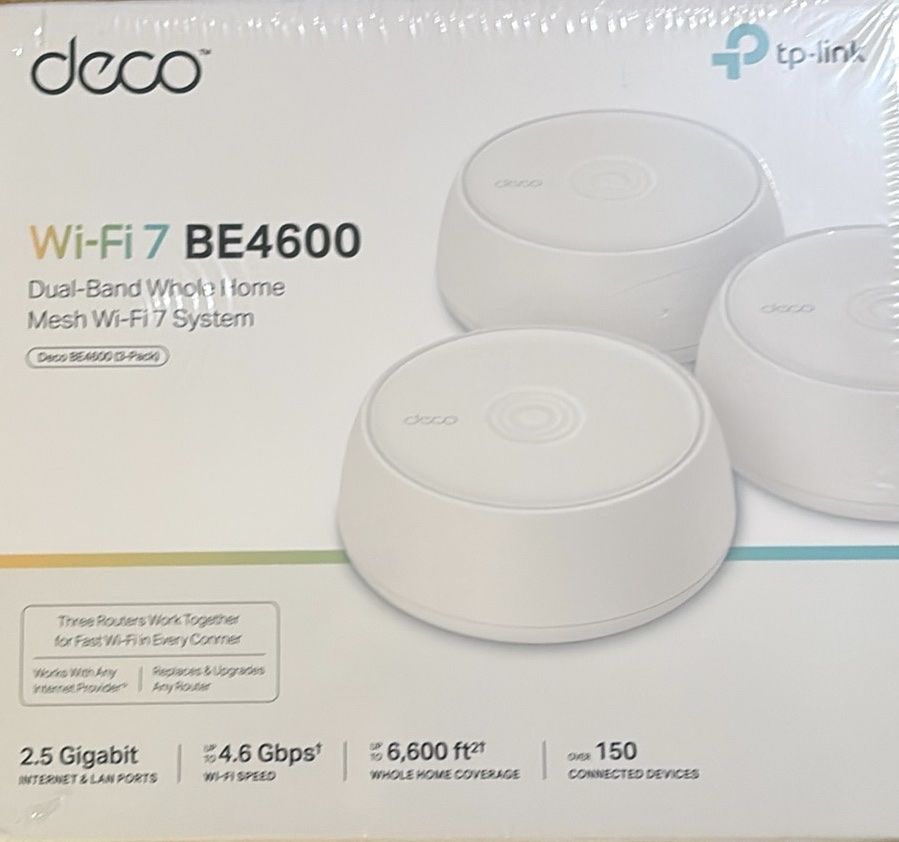 TP-Link Deco BE4600 Wi-Fi 7 Mesh System (3-Pack) Dual-Band 4.6 Gbps 6,600 sq ft Coverage