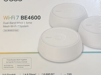 TP-Link Deco BE4600 Wi-Fi 7 Mesh System (3-Pack) Dual-Band 4.6 Gbps 6,600 sq ft Coverage